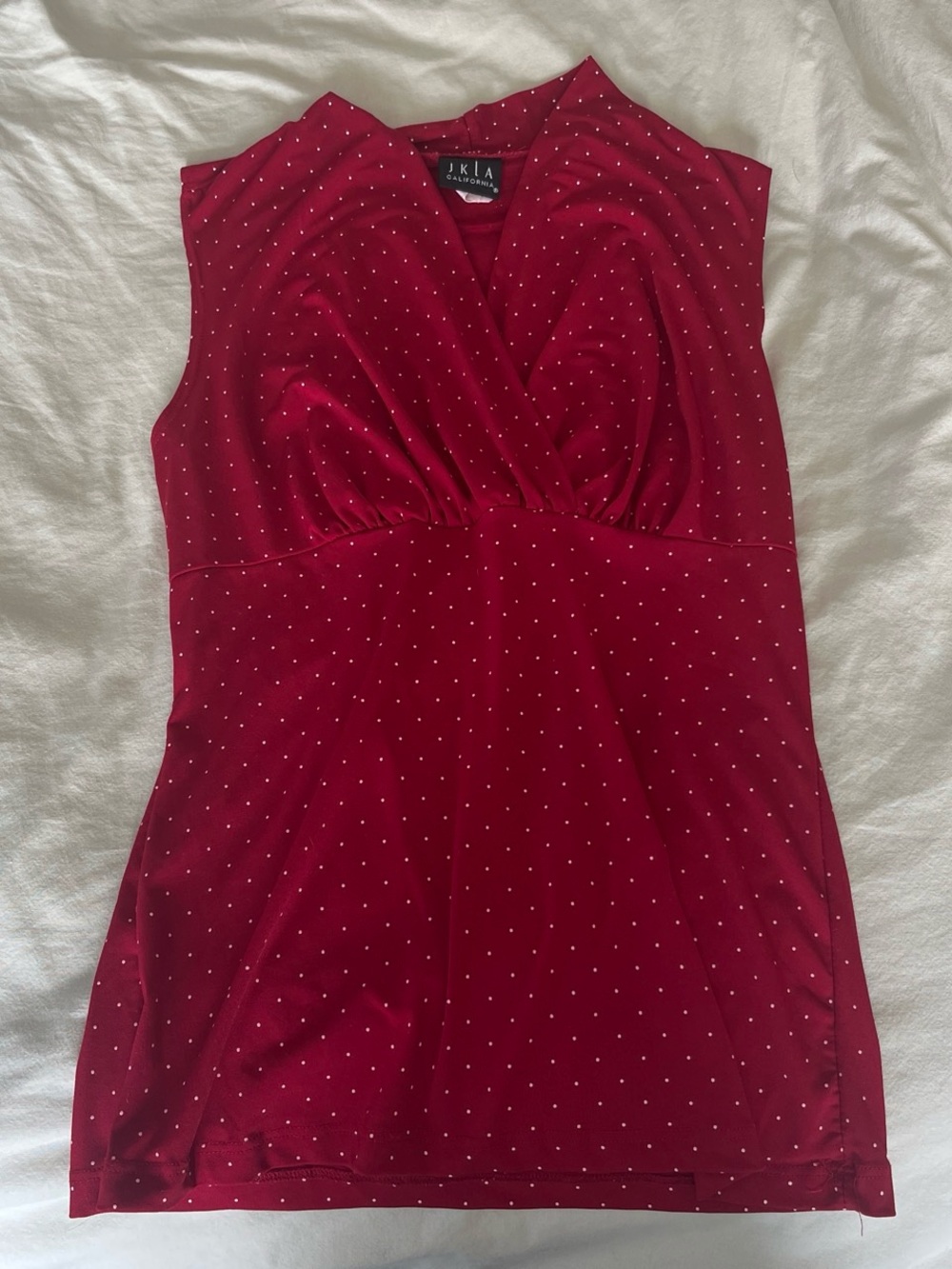 Red polka dot blouse
